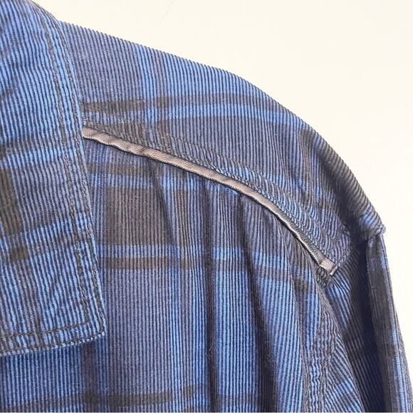 INC Men's Blue Plaid Button Down with Leather Accents Size XXL - Picture 9 of 14